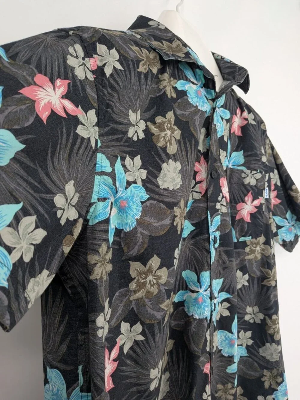 Hurley Floral Hawaiian Button Up Shirt Tropical Stretch Skater Surf Y2K‎ Large